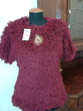 casacca in tessuto pelliccia e bottone gioiello in ottone - Gabriella e Pina